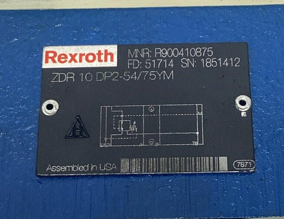 Rexroth R900410875 / ZDR10DP2-54/75YM Hydraulic Pressure Reducing Valve