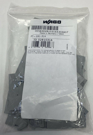 Wago 281-316 Gray 3mm Thick End and Intermediate Plate (25-Pack) - 0