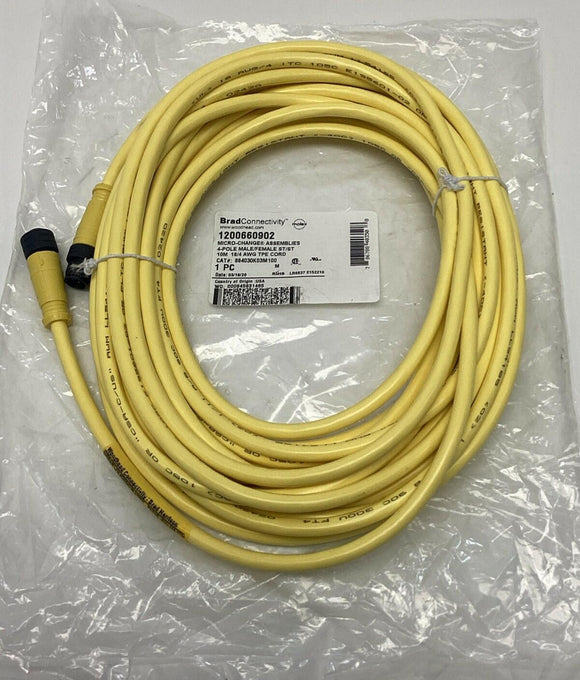 Brad Molex 1200660902 4-Pole Male / Female Straight Sensor Cable, 10M