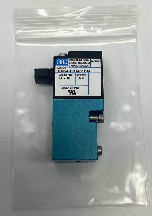Mac DM3A-DDAP-1DM 24VDC Solenoid Pneumatic Pilot Valve 120 PSI Max