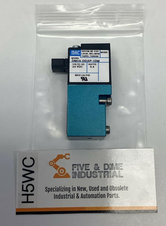 Mac DM3A-DDAP-1DM 24VDC Solenoid Pneumatic Pilot Valve 120 PSI Max