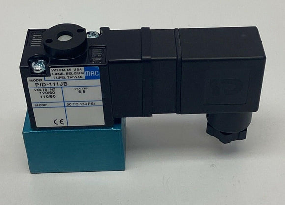 Mac PID-111JB 110/120 VAC Solenoid Pilot Valve 30-150 PSI
