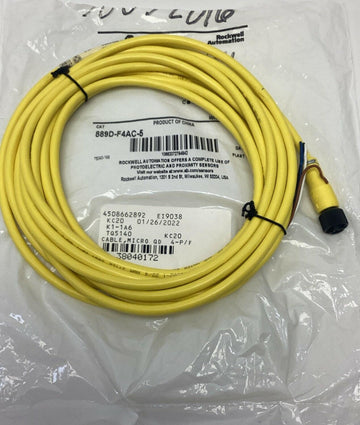 Allen Bradley 889D-F4AC-5 M12 4-Pole Female Straight Single End Cable 4-Pin, 5M - 0