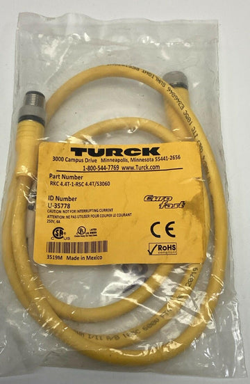 Turck RKC4.4T-1-RSC4.4T/S3060 4-Pin Male/Female Cable 1-Meter U-35778 - 0