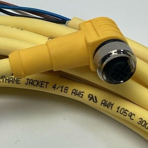 Turck WKC4.4T-4/S90 M12 4-Pin 90° Female Single End Cable, 4M, 4-Wire, U-5325-1