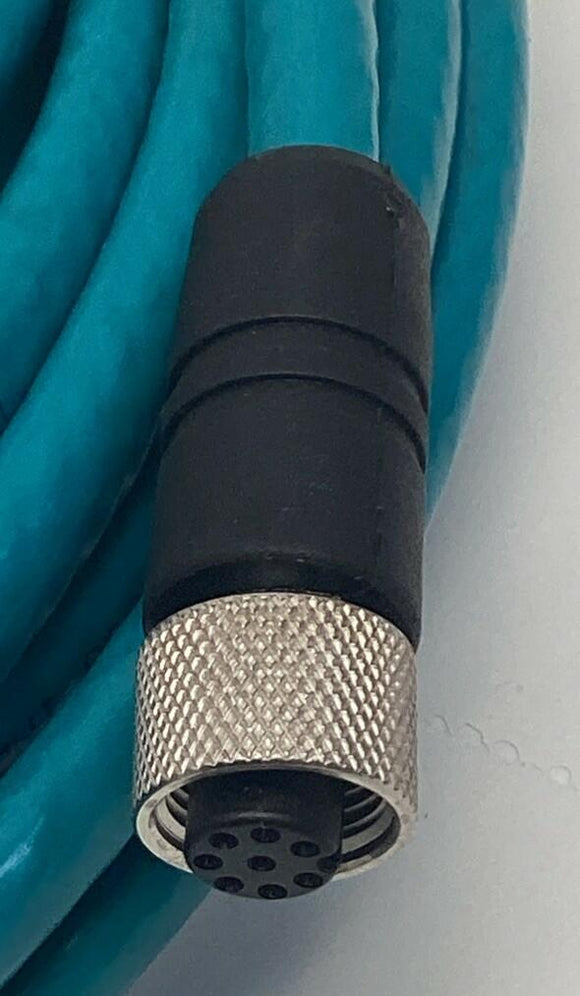 Lumberg 0985-656-102/10M M12 8-Pin Male/Female Straight Ethernet Cable, 10-Meter