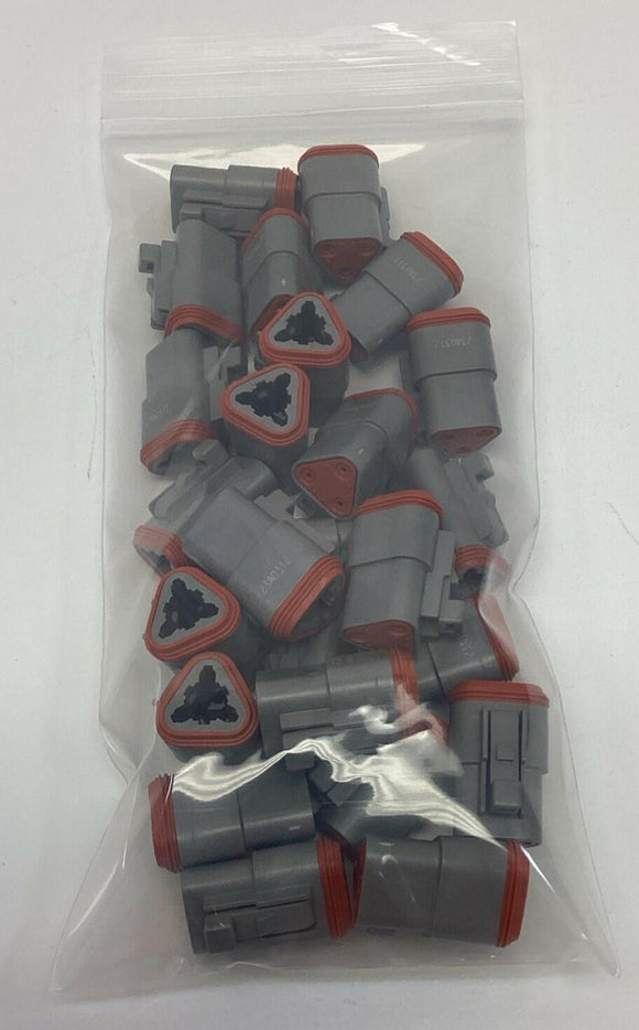 Deutsch DT06-3S Male 3-Way Plug Connector Housing (No Pins or Wedges Lot of 25)