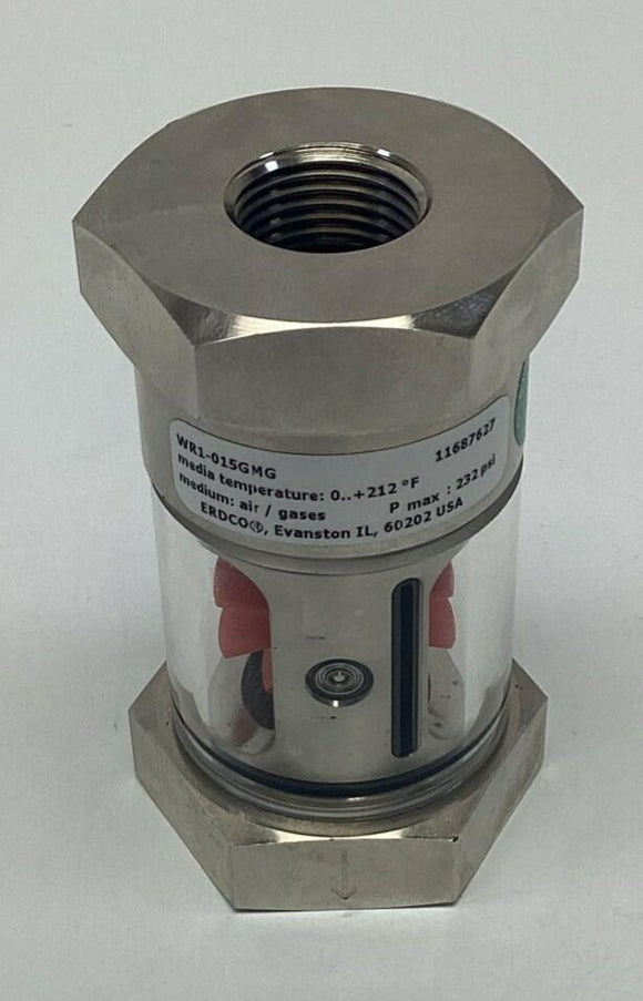Erdco 11687672 WR1-015GMG See-Flow Meter 232 PSI Max, 212°F 1/2" NPT
