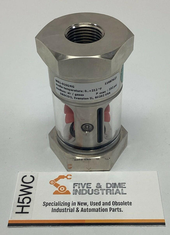 Erdco 11687672 WR1-015GMG See-Flow Meter 232 PSI Max, 212°F 1/2" NPT