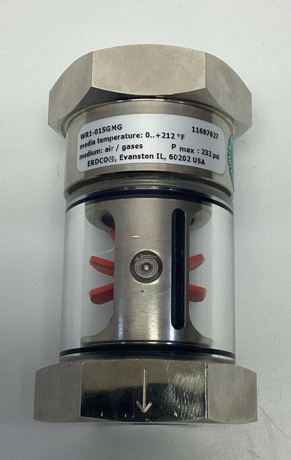 Erdco 11687672 WR1-015GMG See-Flow Meter 232 PSI Max, 212°F 1/2" NPT
