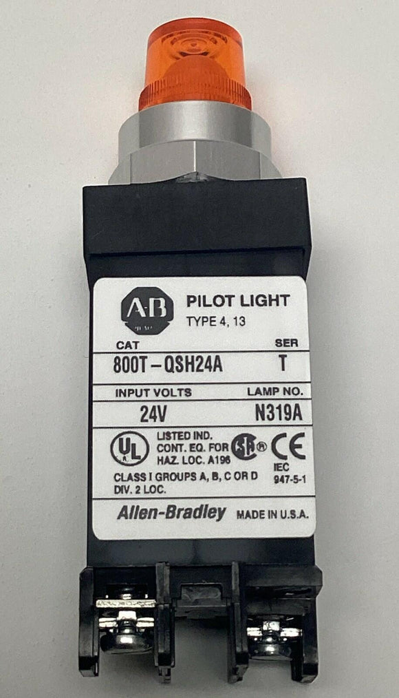 Allen Bradley 800T-QSH24A Amber Small Pilot Light 24V AC/DC Type 4, 13