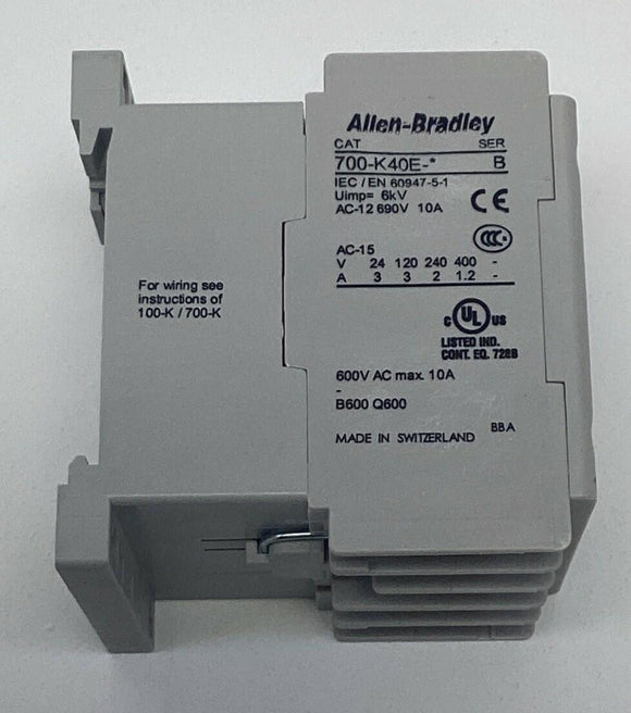 Allen Bradley 700K40E-D Control Relay Auxiliary Contact 4 N.O. 120VAC
