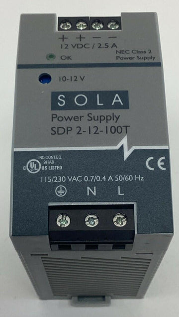 Sola SDP 2012-100T Power Supply Module Input 115/230 VAC, Output 12 VDC, 2.5A - 0