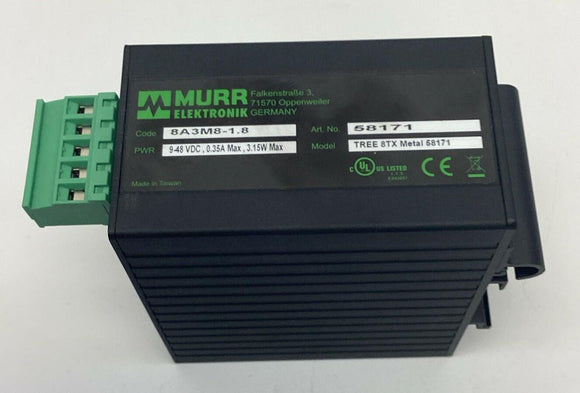 Murr 58171 TREE-8TX 8-Port Unmanaged Network Switch 9-48VDC