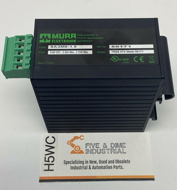 Murr 58171 TREE-8TX 8-Port Unmanaged Network Switch 9-48VDC