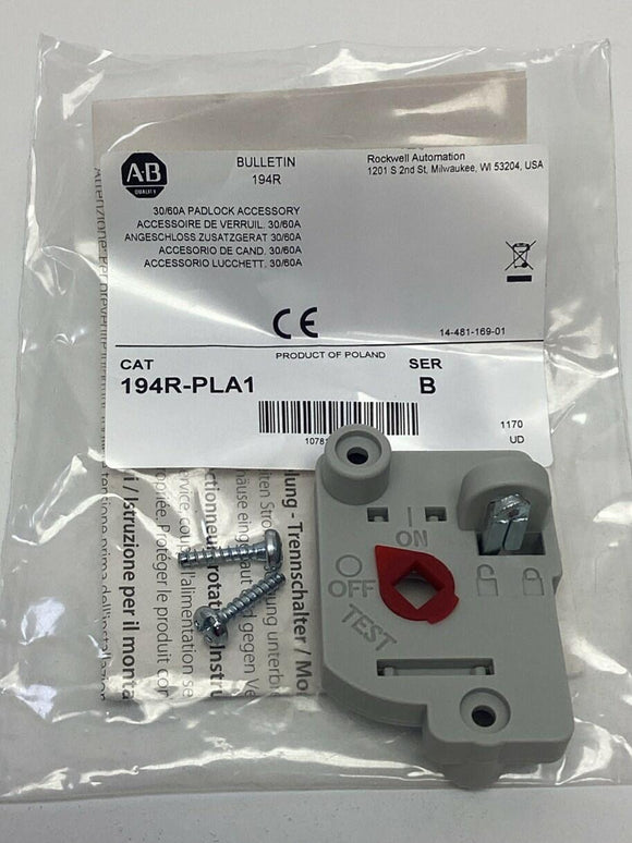 Allen Bradley 194R-PLA1 Disconnect Switch Padlock Accessory 30/60A