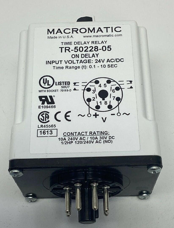 Macromatic TR-50228-05 Time Delay Relay 0.1-10 Seconds 24V  AC/DC