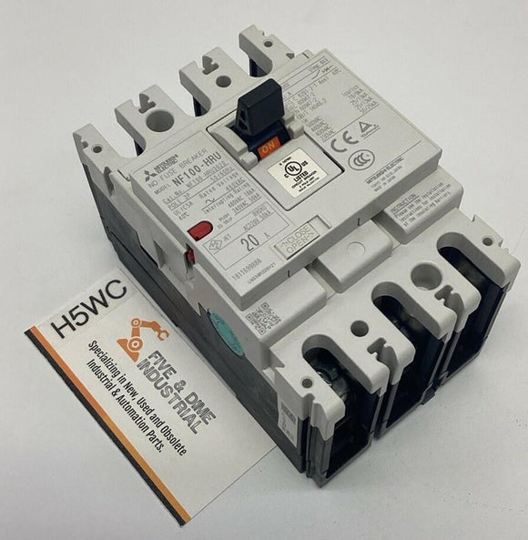 Mitsubishi NF-100-HRU 20-Amp 3-Pole Circuit Breaker Fanuc A60L-0001-0523#A020