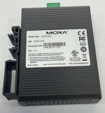 Moxa EDS-205 5-Port Unmanaged Ethernet Switch 24V AC/DC Rev.2.1 - 0