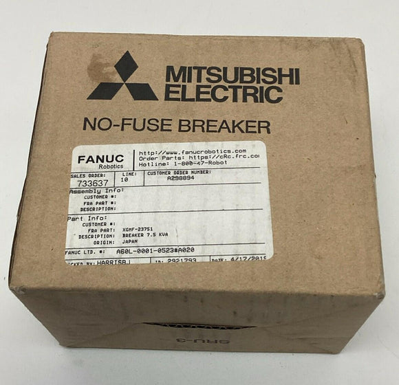 Mitsubishi NF-100-HRU 20-Amp 3-Pole Circuit Breaker Fanuc A60L-0001-0523#A020