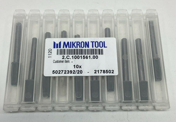 Mikron 2.C.1001561.00 4mm Micro Carbide Drill Bit 45mm Long, 4mm Shank (10-Pack)