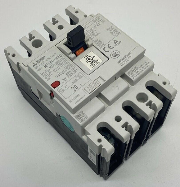 Mitsubishi NF-100-HRU 20-Amp 3-Pole Circuit Breaker Fanuc A60L-0001-0523#A020