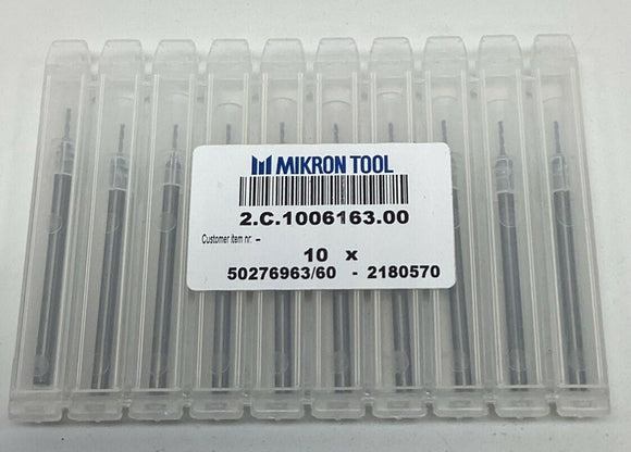 Mikron 2.C.1006163.00 1/32" Micro Drill Bit 2.20" Long, 3mm Shank (10-Pack)