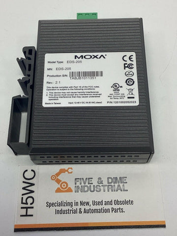 Moxa EDS-205 5-Port Unmanaged Ethernet Switch 24V AC/DC Rev.2.1