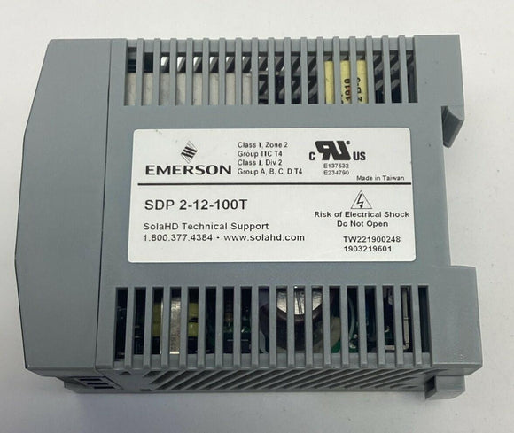 Sola Emerson SDP-2-12-100T 2.5A 12VDC Power Supply DIN Mount 115/230VAC