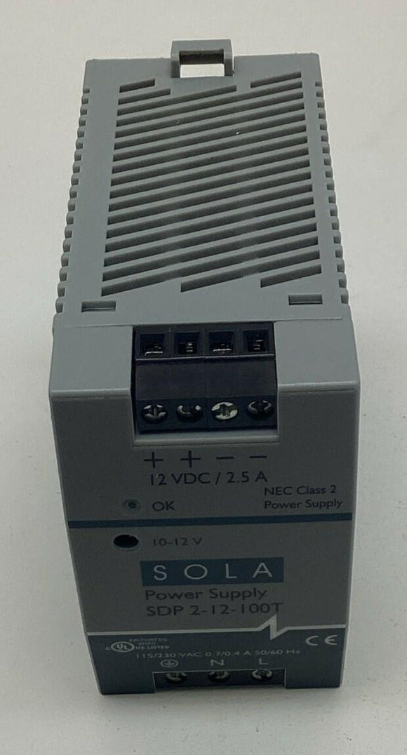 Sola Emerson SDP-2-12-100T 2.5A 12VDC Power Supply DIN Mount 115/230VAC
