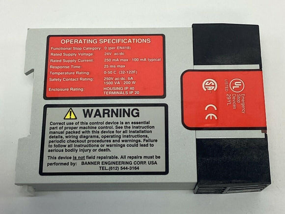 Banner ES-FA-9AA / 60131 Safety Relay for Single / Dual E-Stop 24VDC