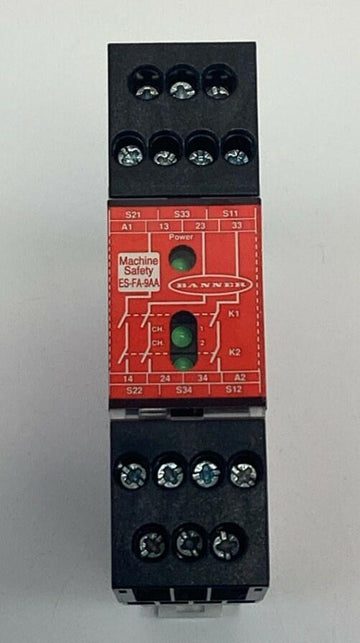 Banner ES-FA-9AA / 60131 Safety Relay for Single / Dual E-Stop 24VDC - 0