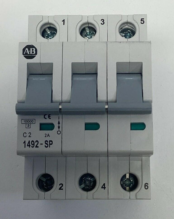 Allen Bradley 1492-SP3C020 Ser. C 3-Pole, 2A Miniature Circuit Breaker DIN Mount