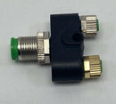 Murr 7000-41201-0000000 T-Coupler Male M12 to 3-Pole Female M8 Connector 50VAC-6