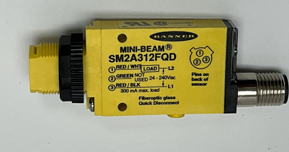 Banner SM2A312FQD / 26843 Photoelectric Mini Beam Infrared, 880mm 24-240 VAC