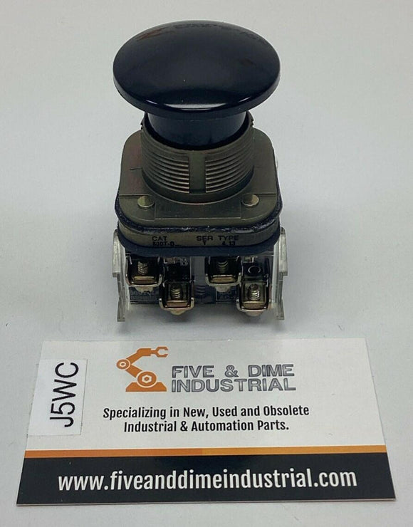 Allen Bradley 800T-D2B Black Mushroom Push Button 2-NO, 2-NC, Momentary