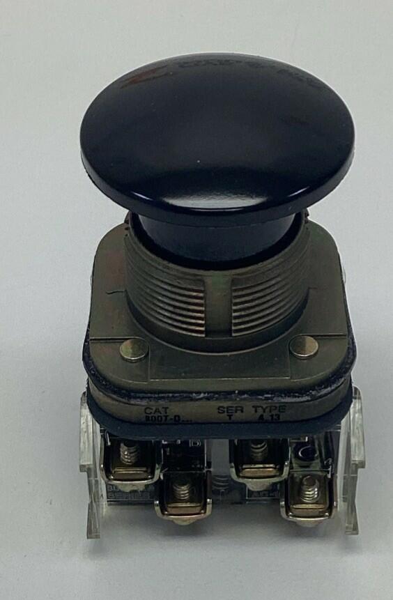 Allen Bradley 800T-D2B Black Mushroom Push Button 2-NO, 2-NC, Momentary