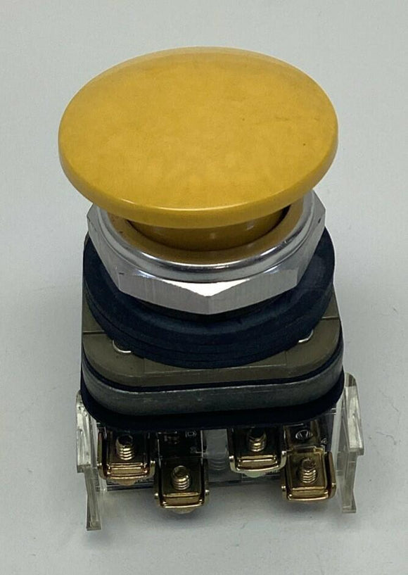 Allen Bradley 800T-D9A Yellow Mushroom Head 1-NO, 1-NC Momentary Switch