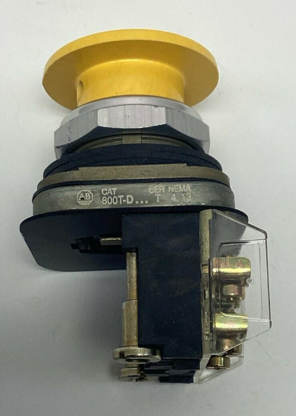 Allen Bradley 800T-D9A Yellow Mushroom Head 1-NO, 1-NC Momentary Switch