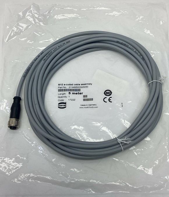 Harting 21348500585050 5-Pole, 5-Wire M12 Female Single End Cable 5-Meter