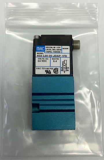 MAC 45A-L00-00-JDAP-1FD 24VDC Solenoid Pneumatic Valve Vac to 100 PSI - 0