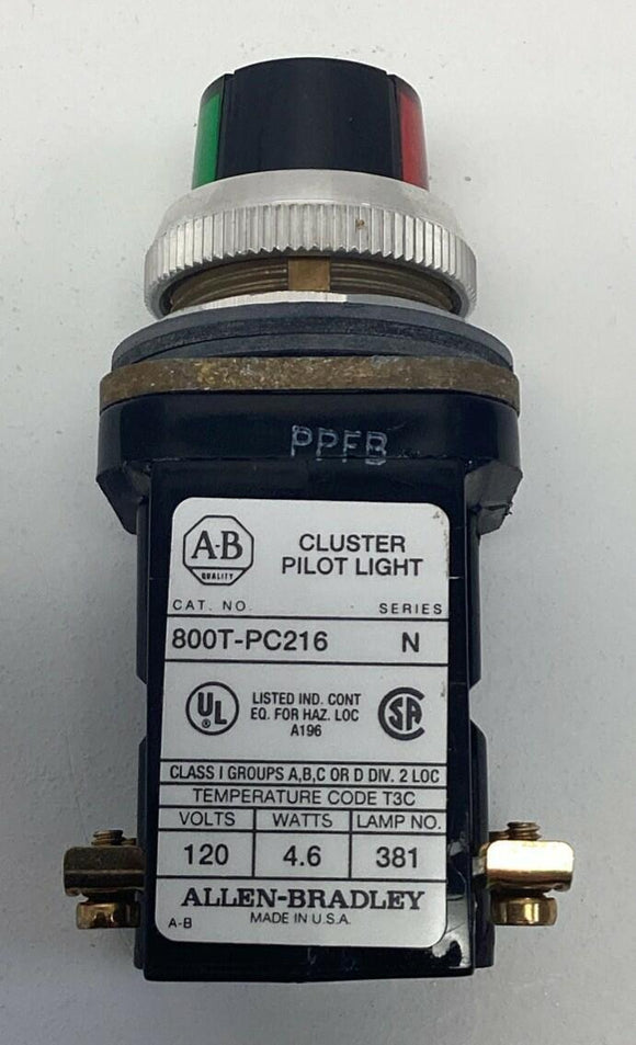 Allen Bradley 800T-PC216 Cluster Pilot Light  Red Green 120 VAC, 50/60 HZ