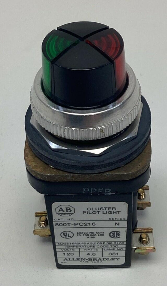 Allen Bradley 800T-PC216 Cluster Pilot Light  Red Green 120 VAC, 50/60 HZ