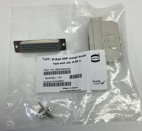 Harting 09670500443 50-Pin D-Sub Connector, Solder Cup 1STR-ENT