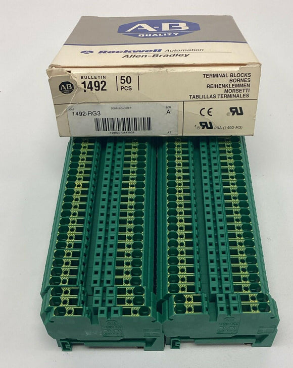Allen Bradley 1492-RG3 Green 2-Wire Terminal Blocks (Box of 50)