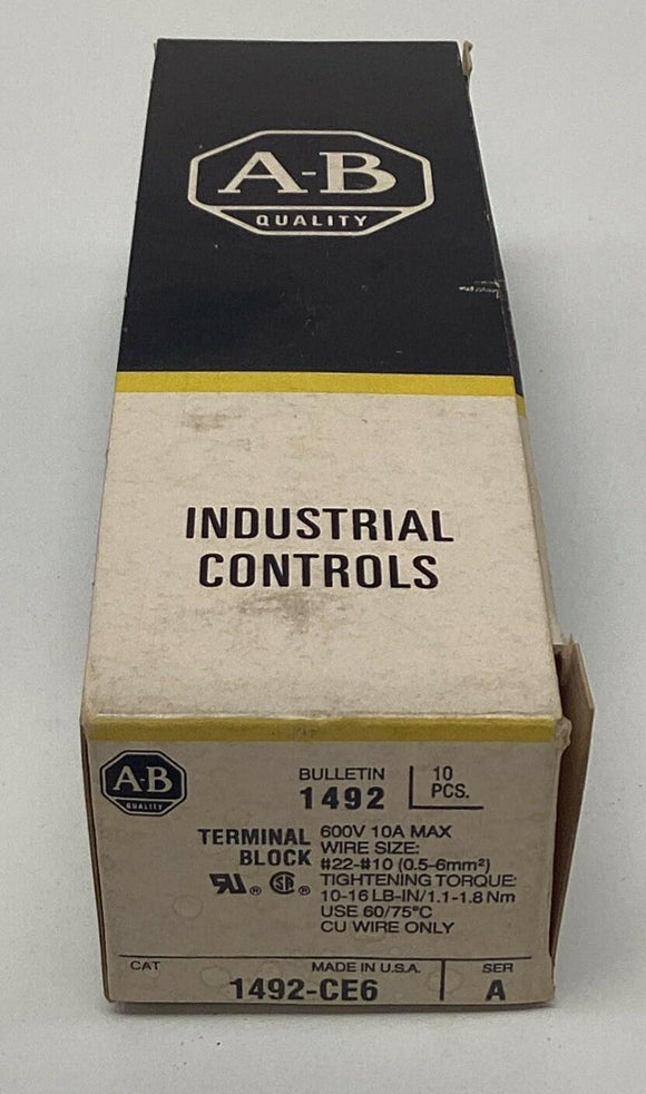 Allen Bradley 1492-CE6 Fuse Holder Terminal Block White (10-Pack)