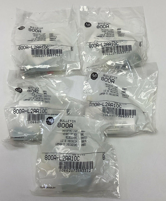 Allen Bradley 800A-L2AA10C Amber Indicating Lamp Light 2-250V (5-Pack)