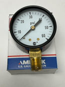Ametek USG 163269 0-60 PSI Pressure Gauge 2"  1/4" NPT, Brass Lower Middle-2