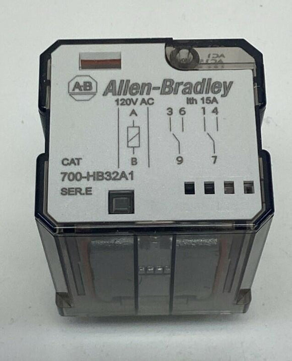 Allen Bradley 700-HB32A1 Square Base 8-Pin Relay 15A, 120VAC Coil