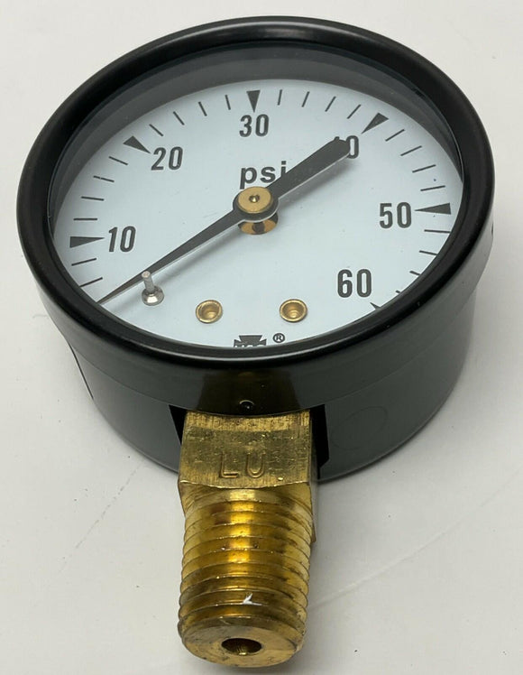 Ametek USG 163269 0-60 PSI Pressure Gauge 2"  1/4" NPT, Brass Lower Middle